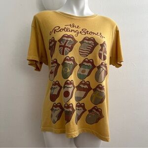 The Rolling Stones Yellow Graphic Tee Y2K SMALL hippie